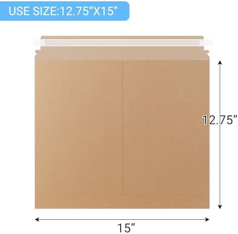 zmybcpack 25 Pack Large Kraft Rigid Mailer, 12.75"x15" Rigid Envelopes - Image 2