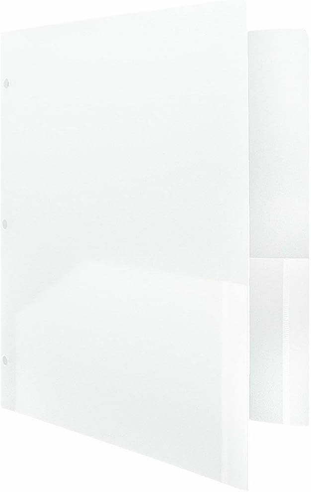 JAM PAPER Heavy Duty Plastic 3 Hole Punch Pocket Folders - Extra Tough School Folders - Clear - 12/Pack - Image 3