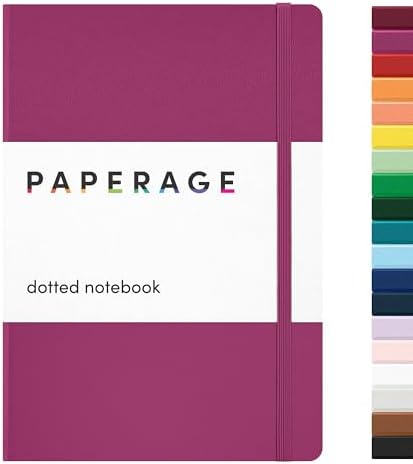 PAPERAGE Dotted Journal Notebook, (Raspberry), 160 Pages, Medium 5.6 in x 8 in - 100 GSM Thick Paper – Hardcover Journaling Notebook for Work, School & Bullet Journaling by PAPERAGE
