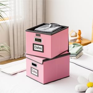 File Organizer Box with Lids, Collapsible File Folder Organizer | File Box with Plastic Slides for Document, Filing Bin for Letter Size Hanging File Folders (4 Pack, Pink, Leather) - Image 7