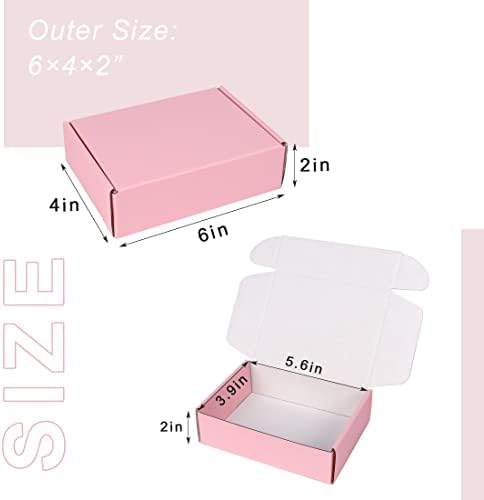 Shipping Boxes Small 6x4x2 Inches, Pink Cardboard Boxes for Packaging, Corrugated Mailing Boxes for Small Business (Pack of 20) - Image 2