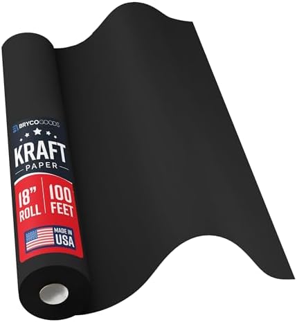 Bryco Goods Black Kraft Paper Roll - 18 Inch x 100 Feet - Ideal for Packing, Shipping, Arts & Crafts, Poster, Bulletin Board, Decorations, Bouquet, Gift Wrapping - Made in the USA by BrycoGoods
