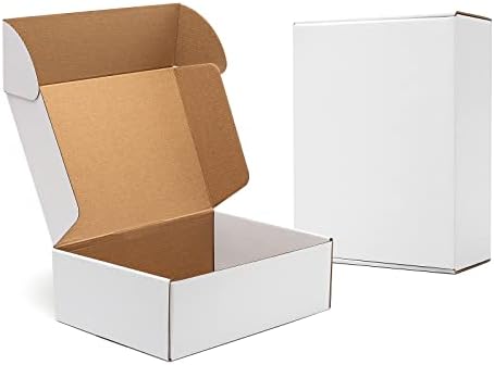 Timirog White Shipping Boxes 12x9x4" 20 Pack- Corrugated Cardboard Mailing Box for Small Business, Tab Locking Literature Mailer Packaging Supplies for Packing Gifts Craft by Timirog