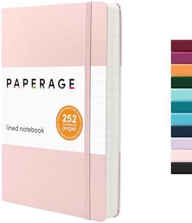 PAPERAGE Lined Journal Notebook, Hardcover Journal for Women & Men, 252 Pages, (5.6 in x 8 in), College Ruled Journaling Notebook for Work, School Supplies & Note Taking, (Blush) by PAPERAGE