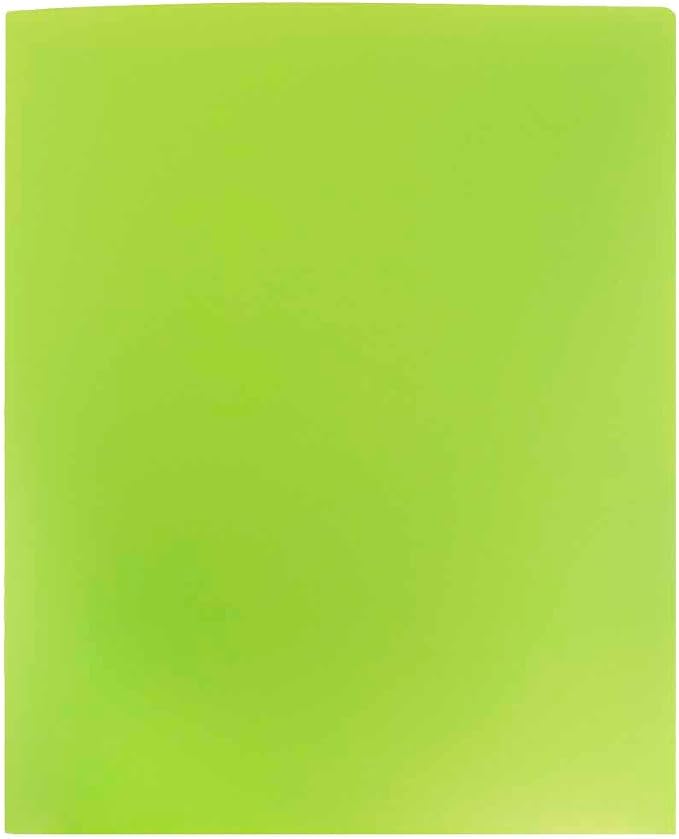 JAM PAPER Heavy Duty Plastic 2 Pocket Extra Tough School Folders - Lime Green - 12/Pack - Image 4