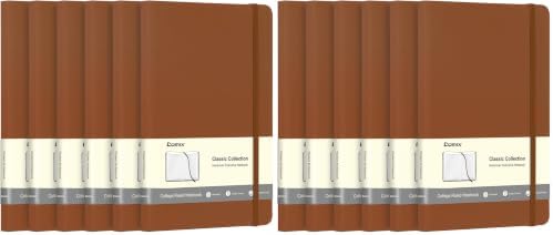 Comix 12 Pack Lined Journal Notebooks for Work, 240 Pages, 5.5"x8.3", Brown by Comix