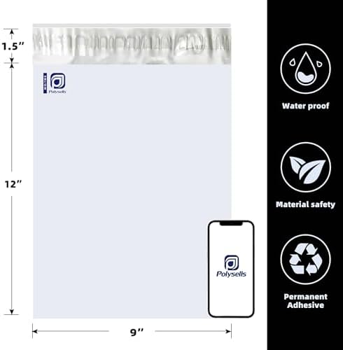 POLYSELLS 100 pcs 9x12 Inches White x Silver Poly Mailers Shipping Envelopes, Strong Adhesive Sealing, Waterproof, and Tear-resistant Postal Mailing Bags for Clothing and Accessories - Image 3