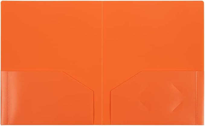 JAM PAPER Heavy Duty Plastic 2 Pocket Extra Tough School Folders - Orange - 6/Pack - Image 6