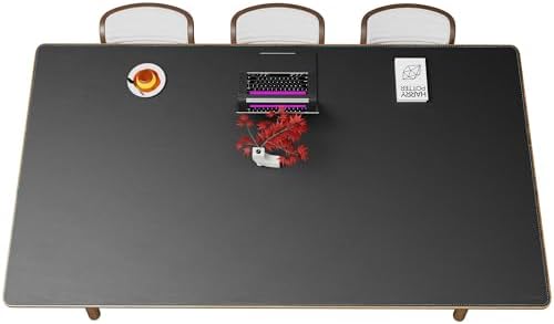 CENNBIE HUGE220 86.6" x 47" Black Leather Desk Mat for Conference Table, Dining Table, Work Table, Banquet Tables, Library Table by CENNBIE
