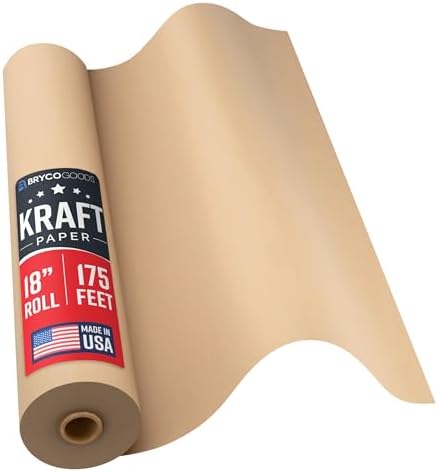Bryco Goods Jumbo Kraft Paper Roll - Brown - 18" x 2100" (175') - USA Made - Suitable for Packing - Moving - Shipping - Crafts - Wall Art - Bulletin Boards - Floor Covering - Table Runner by BrycoGoods