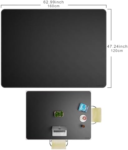 CENNBIE HUGE160 63" x 47" Black Leather Desk Mat for Conference Table, Dining Table, Work Table, Banquet Tables, Library Table - Image 2
