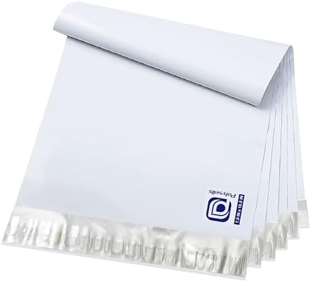 POLYSELLS 100 pcs 7.5x10.5 Inches White x Silver Poly Mailers Shipping Envelopes, Strong Adhesive Sealing, Waterproof, and Tear-resistant Postal Mailing Bags for Clothing, Books, and Accessories by POLYSELLS