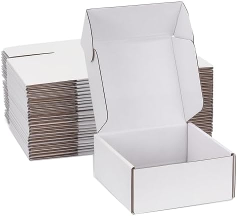 8x8x3 inch White Shipping Boxes for Small Business- Set of 25 by Yidomto