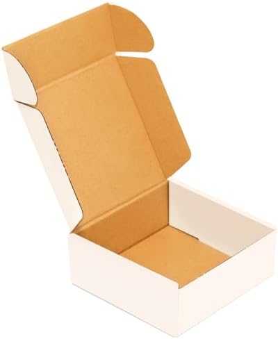 Corrugated Mailer, Pack of 50, Small Shipping Box, White box (5X5X2) by Wonfer