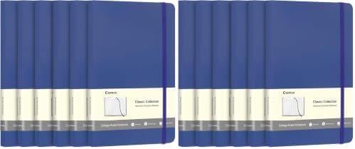 Comix 12 Pack Lined Journal Notebooks for Work, 240 Pages, 5.5"x8.3", Navy by Comix