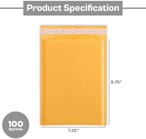 PSBM #DVD 100 PCS 7.25 x 9.75 Inch Kraft Bubble Mailers, Yellow Padded Envelopes, Self-Sealing Peel-Off Strip, Ideal for Shipping CD, DVD, Jewelry, Photos, Magazine, Books, Clothes and More - Image 4