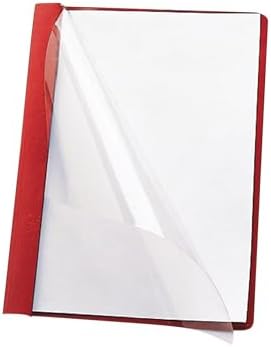 Smead Clear Front Report Cover, Three Double Tang Side Fasteners, 1/2" Capacity, Letter Size, Red, 25 per Box (87461) by SMEAD