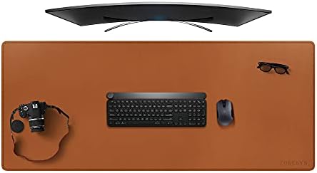 ZORESYN Light Brown Desk Mat 55"x24" Extra Large PU Leather Desk Pad by ZORESYN