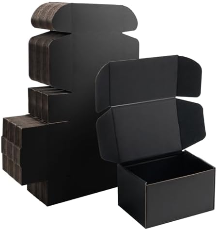 7x5x4 inch Black Shipping Boxes for Small Business- Set of 25 by Yidomto