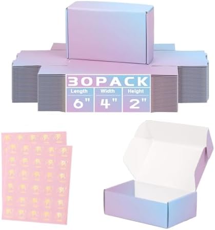6x4x2 Inch Small Shipping Boxes for Small Business, 30 Pack Purple Mailing Boxes Corrugated Cardboard Mailer Gift Packaging Box by DERZIFUN