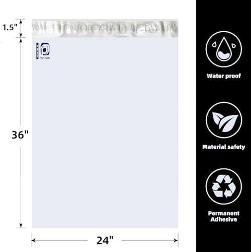 POLYSELLS 24x36 White Poly Mailers 5 Pack XXL Shipping Bags for Clothing - Image 2