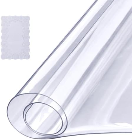 VEVOR Clear Table Cover Protector, 18" x 36" Customizable Plastic Desk Protector, 1.5 mm Thick Clear PVC Cover, Waterproof Desktop Guard for Writing, Coffee, Dining Room Desk by VEVOR