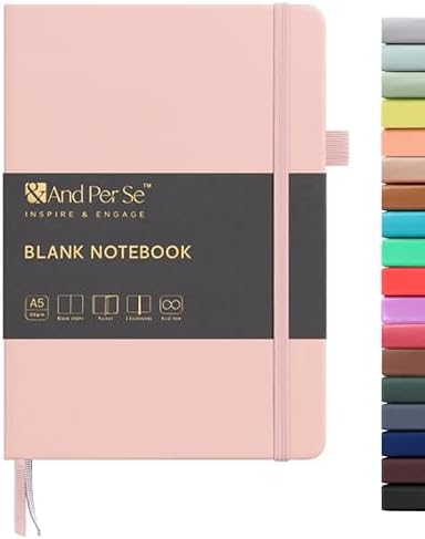 &And Per Se Blank Sketch Notebook, A5 Hardcover, 160 Pages 100gsm Thick Paper, Unlined Journal for Drawing, Doodling, Hand Lettering – Creative Gift for Artists, Designers, Writers (Pink) by AndPerSe