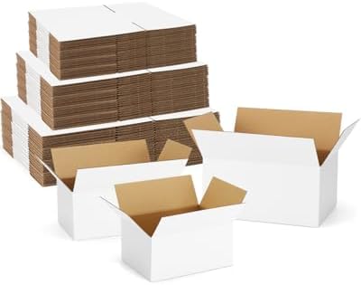 Assorted-Sizes-Shipping-Boxes-45-Pack: 8x6x4 & 9x6x4 & 10x7x5 Small-Shipping-Boxes-Mailers, White Corrugated-Cardboard-Boxes-for-Packing-Small-Business Mailing by POEVER