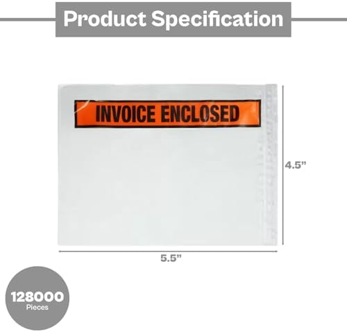 PSBM 128000 PCS 4.5 x 5.5 Inch Orange Panel Face Invoice Enclosed Packing List Envelopes, Pouches for Mailing Labels, Invoices, Documents and Packing Slips - Image 4