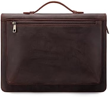 YIWEN Leather Portfolio with Handle, Zippered Front Pocket and Clip by YIWEN