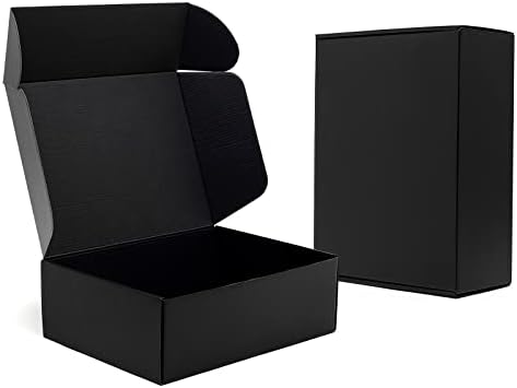 Timirog 12x9x4" Black Shipping Boxes 20 Pack Corrugated Cardboard Box by Timirog