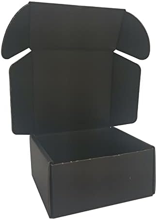 ROTCH 50 Pack 4x4x2'' Small Shipping Boxes, Sturdy Corrugated Cardboard Mailers, Black (M442-E-B) by ROTCH
