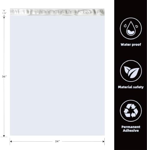 POLYSELLS 24x36 White Poly Mailers 25 Pack XXL Shipping Bags for Clothing - Image 2