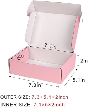 7x5x2 in Shipping Boxes for Packaging Mailing, 50 Pack Pink Shipping Box Mailers for Small Business, Recyclable Small Corrugated Coardboard Boxes - Image 2