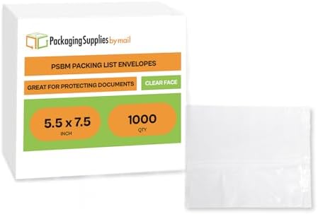 PSBM 1000 Pcs 7.5 x 5.5 Inch Clear Blank Packing List Envelopes, Shipping Documents Pouches/Sleeves for Mailing Labels, Invoices, Documents and Packing Slips - Image 2
