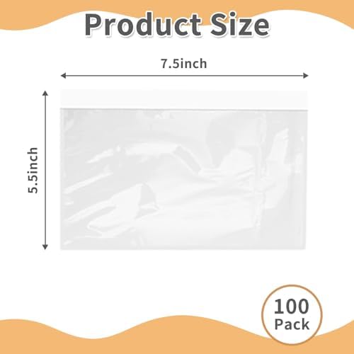 5.5" x 7.5" Shipping Label Sleeves Plastic Envelopes Self-Adhesive Top Loading Packing List Envelopes, Clear Mailing Label Pouch for Packages(100 Pack) - Image 2