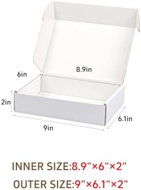 White Shipping Boxes Set of 45, 9x6x2 in Shipping Boxes for Packaging Small Business, Medium Corrugated Cardboard Mailer Boxes - Image 2