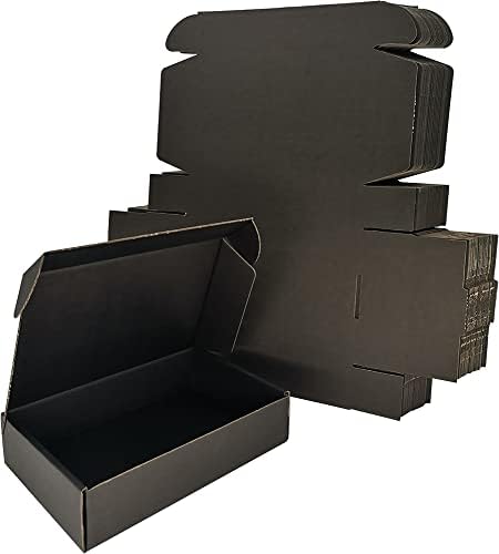 50 Pack 9x6x2'' Small Shipping Boxes, Black Corrugated Cardboard Mailers for Mailing Packaging Small Business (BK962-50) by Rnisda