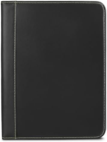 Samsill Contrast Stitch Faux-Leather Padfolio, Business Portfolio for Men and Women, Resume Document Organizer with 8.5 x 11 Inch Writing Pad, Black - Image 2