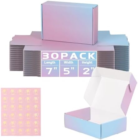 Purple Shipping Boxes for Small Business, 30 Pack 7"x5"x2" Small Cardboard Boxes, Recyclable Corrugated Boxes for Online Business, Mailer, Gift Packing, Jewelry Box Shipping by DERZIFUN