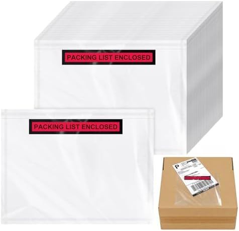 Teling 100 Pcs Packing List Envelopes Clear Adhesive,Red,9.5'' X 12'' by Teling