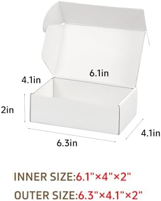 50 Pack 6x4x2 in Shipping Boxes, White Shipping Boxes for Packaging Small Business, Medium Corrugated Cardboard Mailer Boxes - Image 2