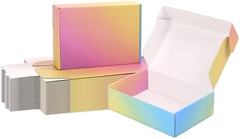 7x5x2 Shipping Boxes Small, 45 Pack Colorful Corrugated Cardboard Mailer Box for Small Business, Mailing, Packaging by DEZIBOX