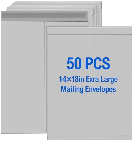 Motipuns 50 Pcs 14'' x 18'' Large Mailing Envelopes 32lb with Gummed Flaps by Motipuns