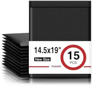 Fuxury Bubble Mailers 14.5x20" 15 Pack Black Extra Large Padded Envelopes by Fuxury