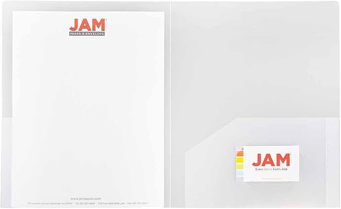 JAM PAPER Heavy Duty Plastic 2 Pocket Extra Tough School Folders - Clear - 24/Pack - Image 5