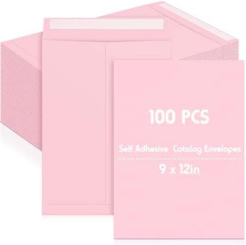 100 Pcs 9'' x 12'' Catalog Envelopes Self Adhesive Manila, Pink by Janlaugh