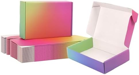 9x6x2 Shipping Boxes for Packaging, 45 Pack Rainbow Corrugated Cardboard Mailer Boxes for Small Business, Shipping, Mailing by DEZIBOX