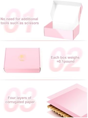 Small Shipping Boxes 6x4x2 Inch 50 Pack, Light Pink Mailer Packaging Boxes, Corrugated Cardboard Boxes for Small Business Gift Literature Shipping - Image 4