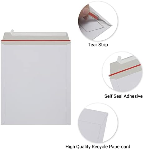 zmybcpack 25 Pack 12.75x15 inch Rigid Mailer Self Seal Photo Document Mailers Stay Flat White Cardboard Envelopes White Photography Mailers for CD, Photos, Document - Image 3